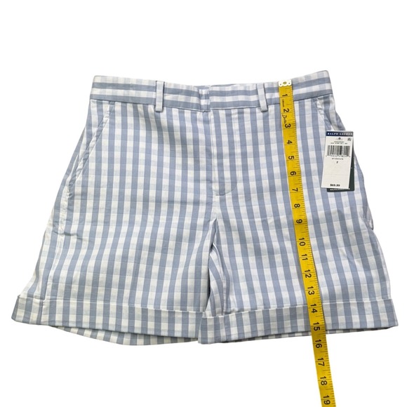 Lauren Ralph Lauren Gingham Shorts Blue White Size 2 Cuffed NWT - Picture 6 of 9